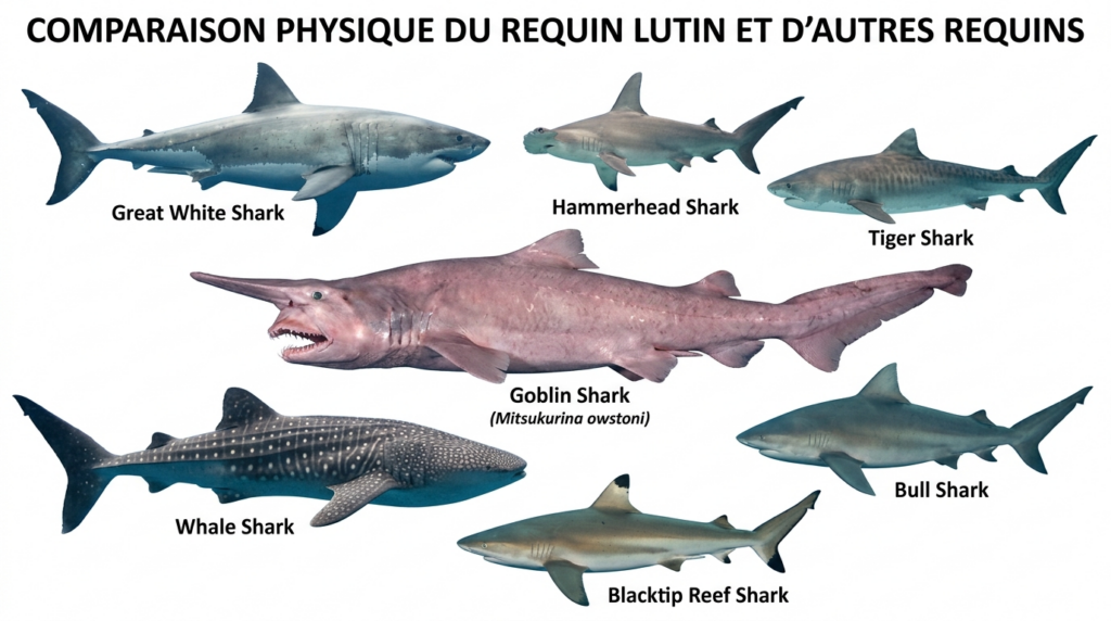 Le requin lutin comparé aux autres requins des abysses comme le requin lézard.